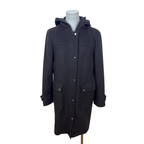 Michael Kors Brown Women’s Hooded Coat With Button Details Sz 10 - Picture 1 of 11